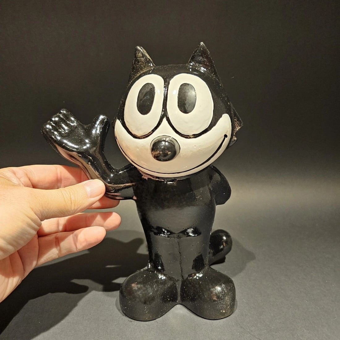 8 1/2" Black Cast iron Felix Coin Bank - 2