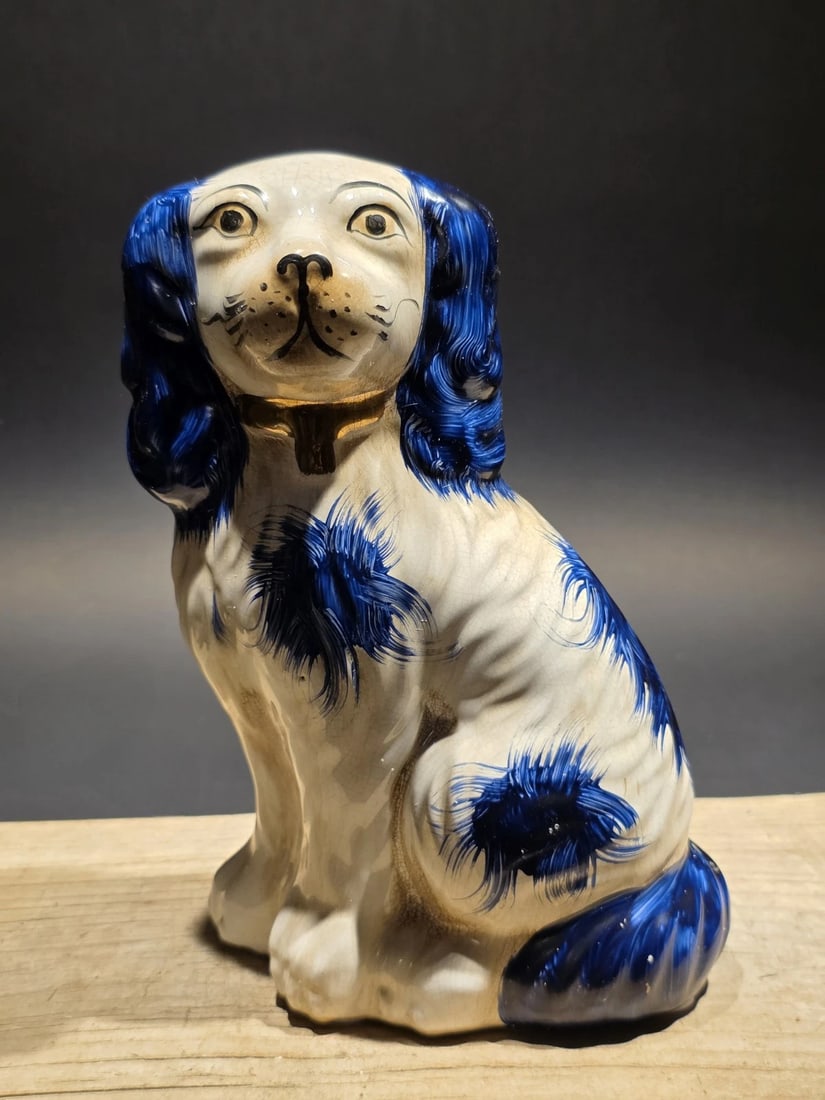 8" Blue Staffordshire Spaniel Dog Figurine - 3