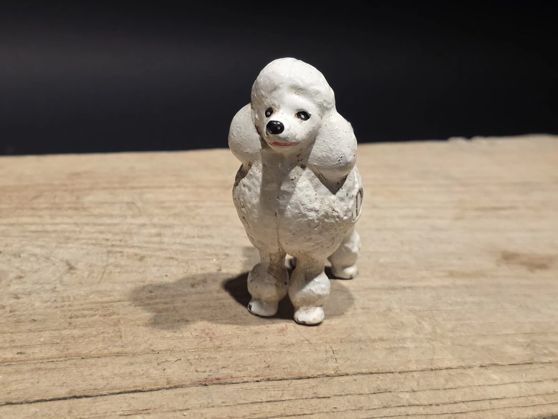 Cast iron Poodle Dog Figurine White Poodle Statue - 3