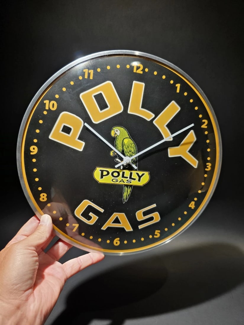 Round Polly Gas Oil Wall Clock Sign - 2