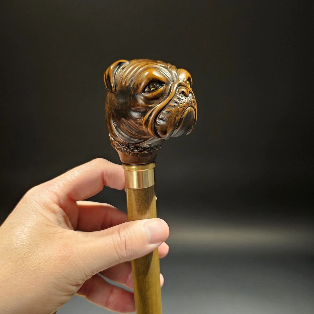 36" Bulldog Dog Head Walking Stick Cane - 2