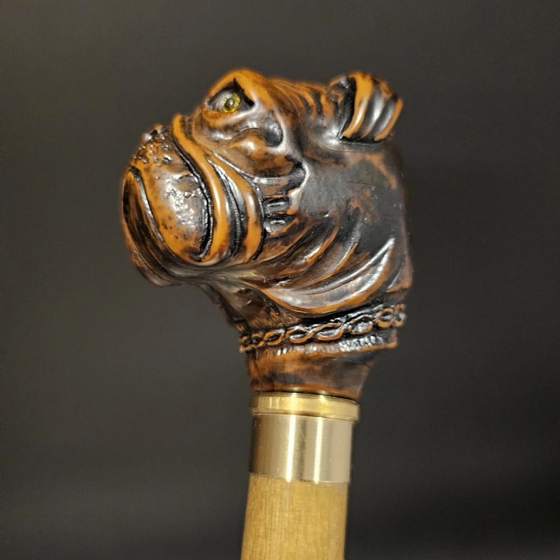 36" Bulldog Dog Head Walking Stick Cane - 7