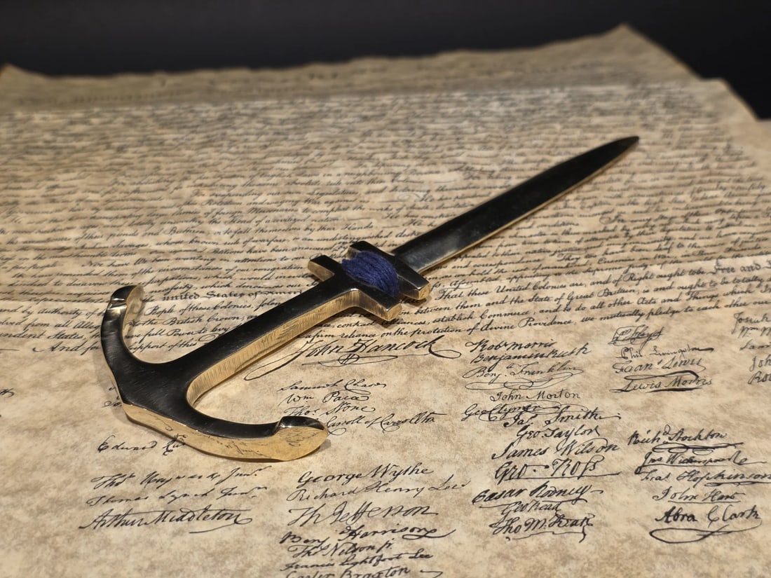 8" Vintage Style Brass Anchor Letter Opener Nautical Desk Accessory - 12
