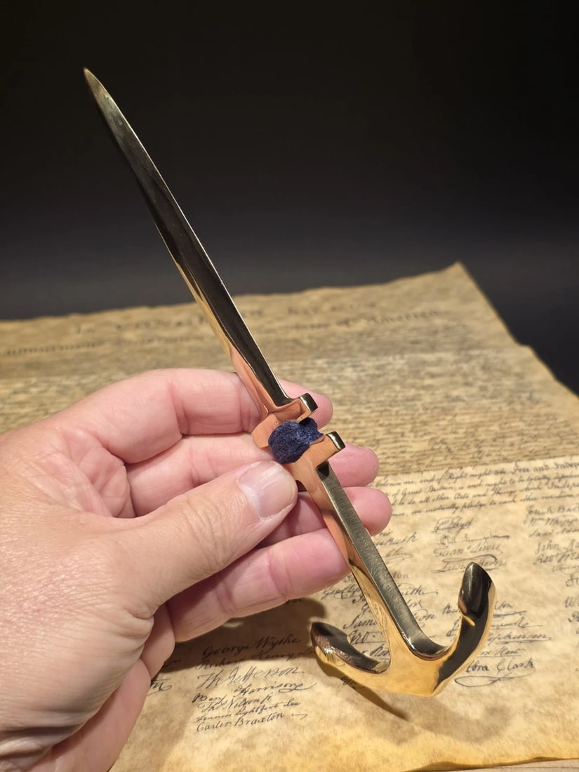 8" Vintage Style Brass Anchor Letter Opener Nautical Desk Accessory - 3