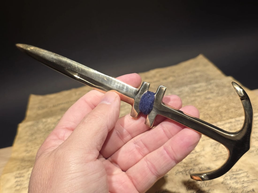 8" Vintage Style Brass Anchor Letter Opener Nautical Desk Accessory - 9
