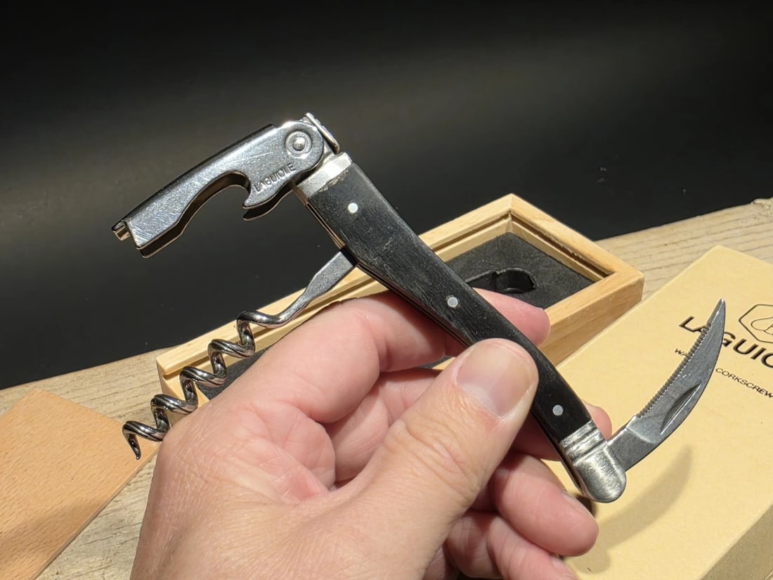 Laguiole Corkscrew with Black Horn Handles - 7