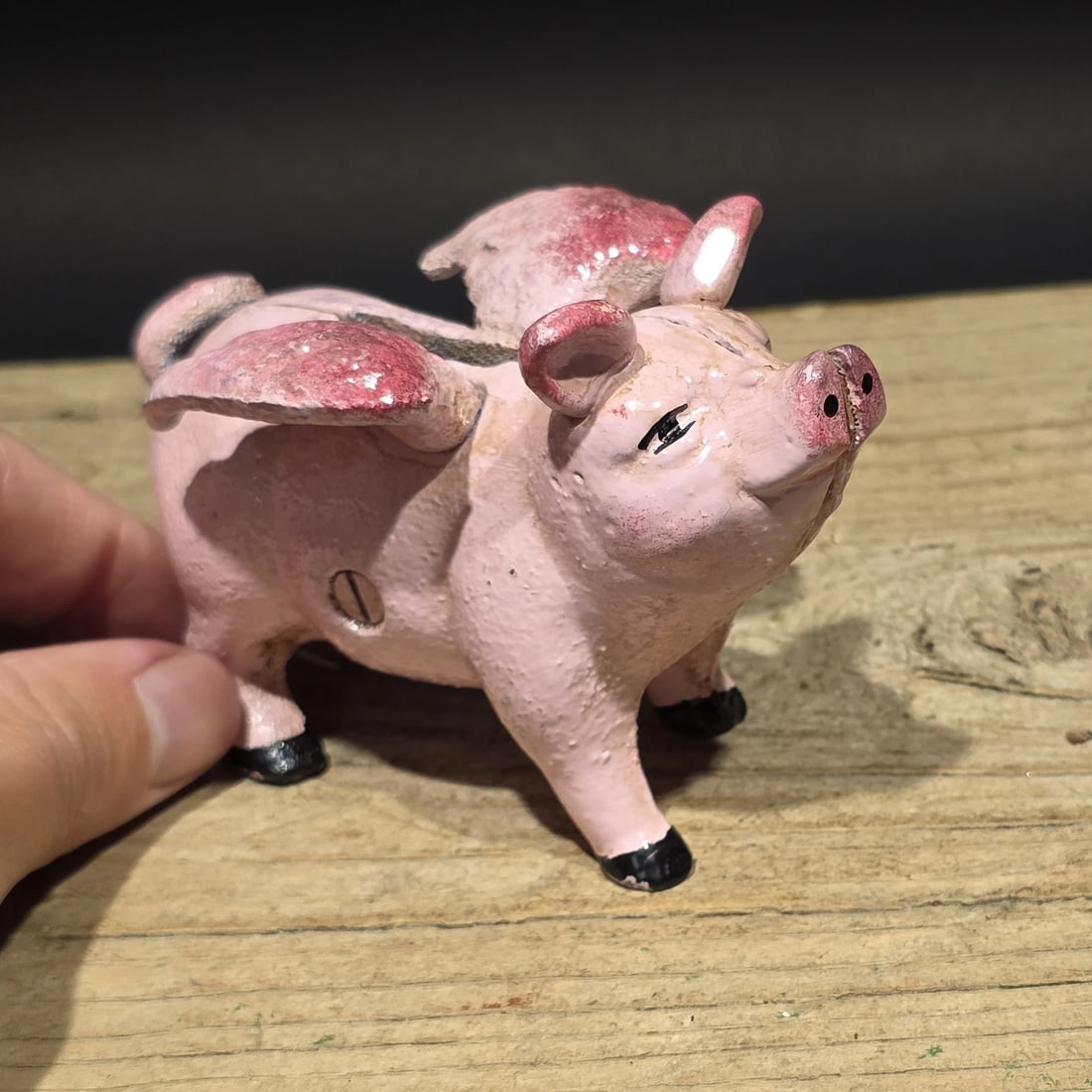 4" Cast iron Flying Pig Coin Bank - 7