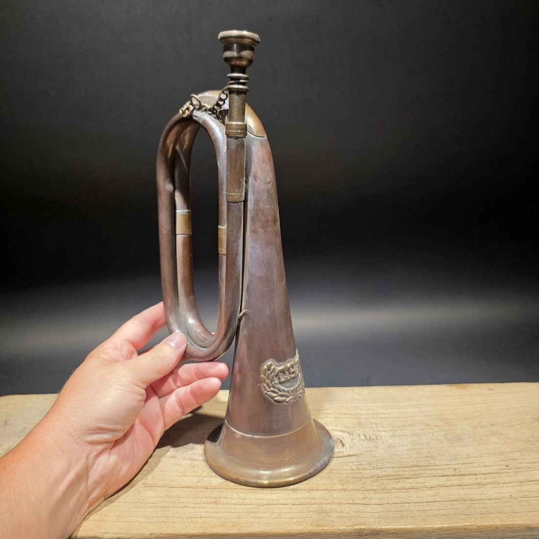 12" Civil War Confederate CSA Bugle Copper Brass Signal Horn - 7