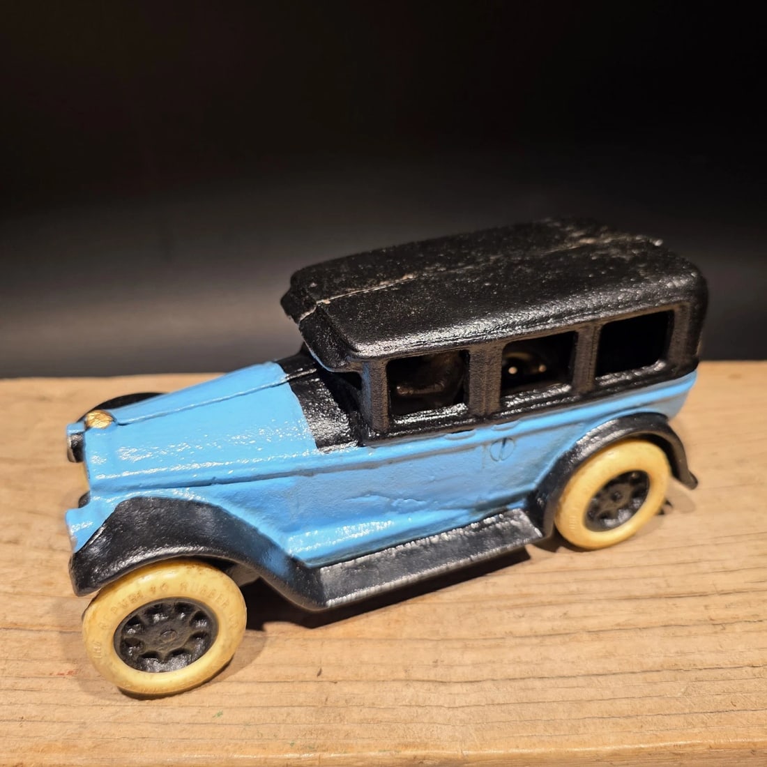Blue Cast iron Toy Race Car - 7