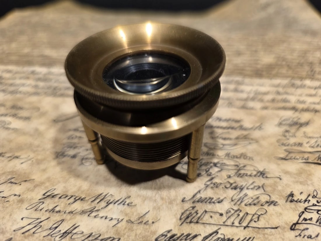 Brass Tripod Jeweler's Loupe Standing Magnifying Glass Lens - 2