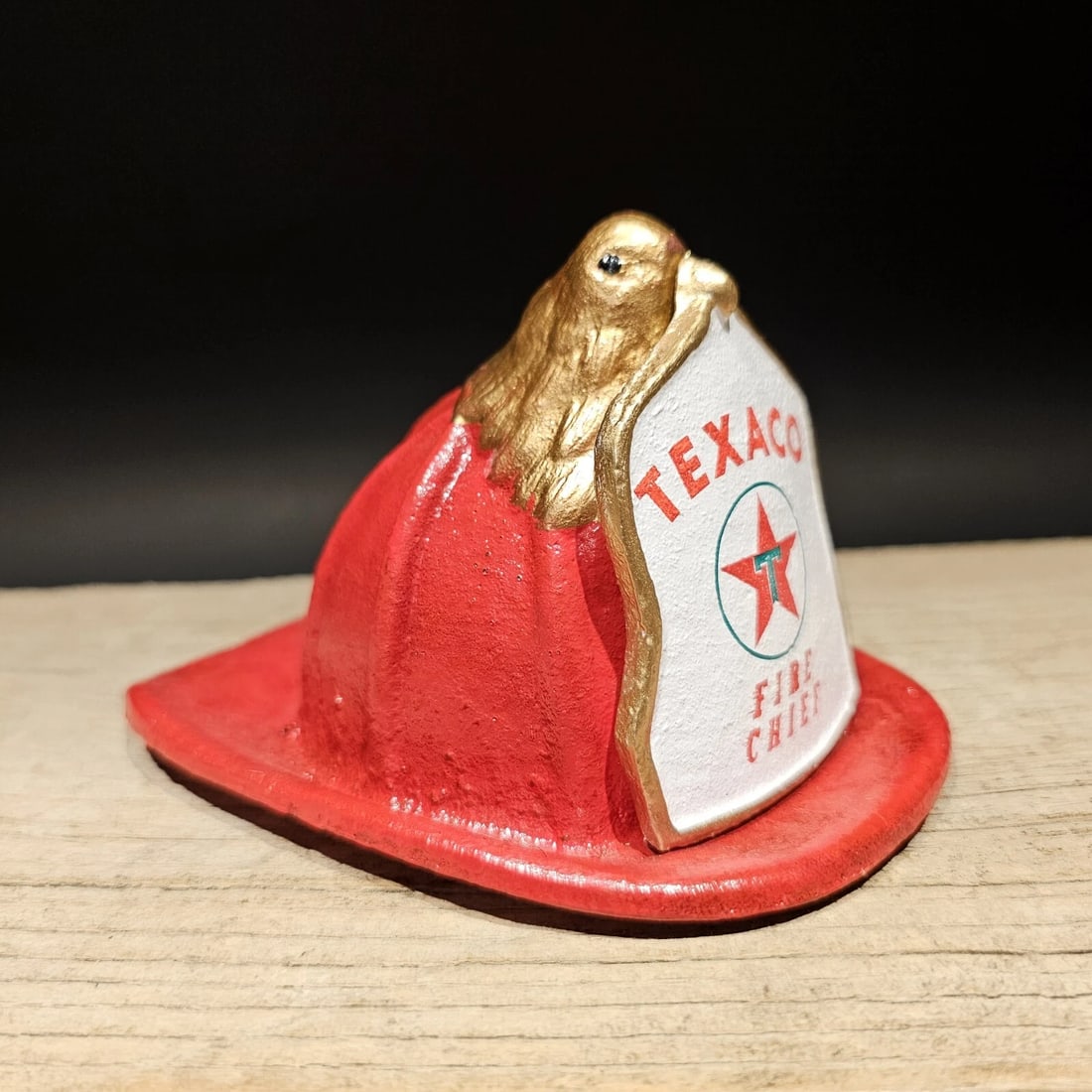 Miniature Cast iron Texaco Fireman Helmet - 6