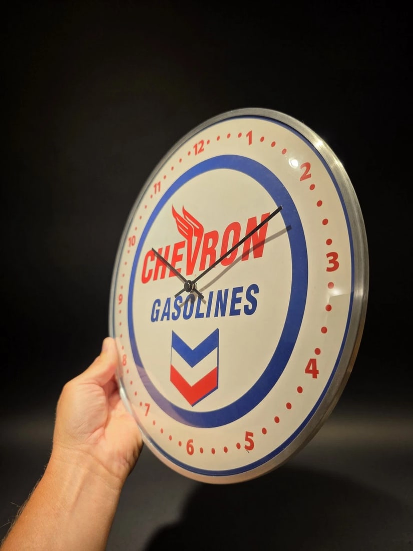 12" Round Chevron Gasoline Oil Wall Clock Sign - 7