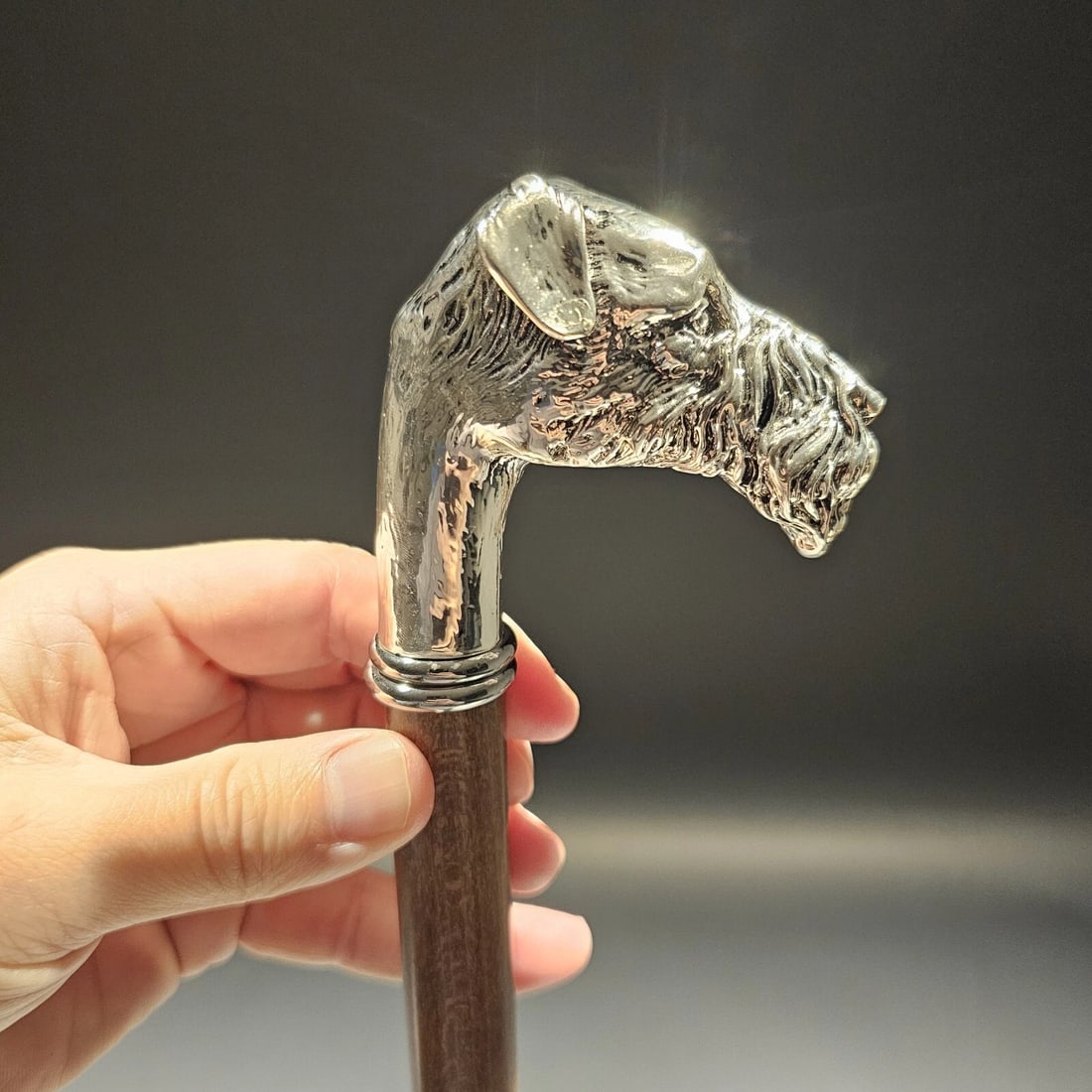 36" Antique Style Fox Terrier Dog Head Walking Stick Cane - 16