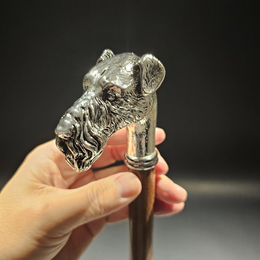 36" Antique Style Fox Terrier Dog Head Walking Stick Cane - 3