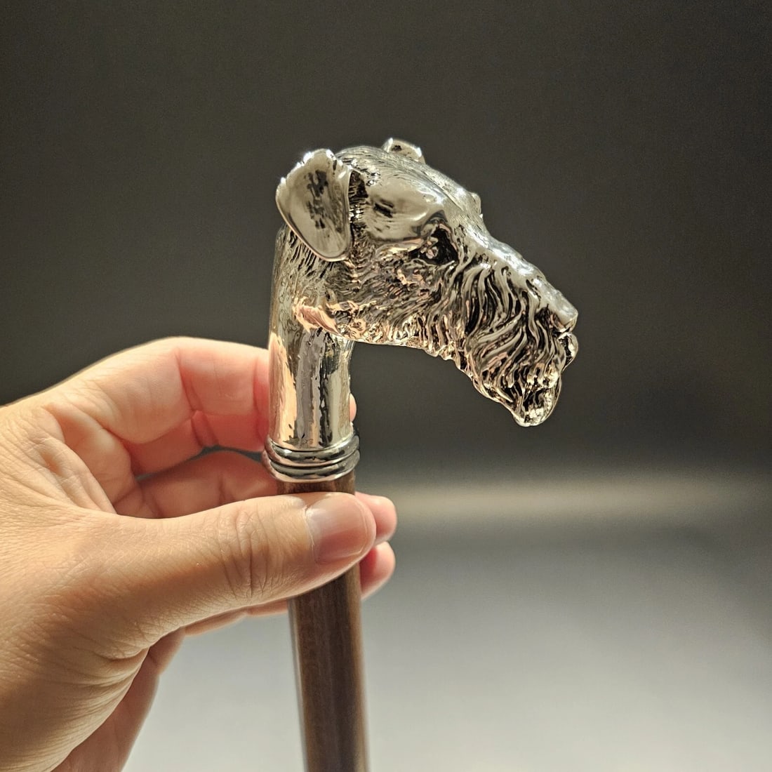 36" Antique Style Fox Terrier Dog Head Walking Stick Cane - 7