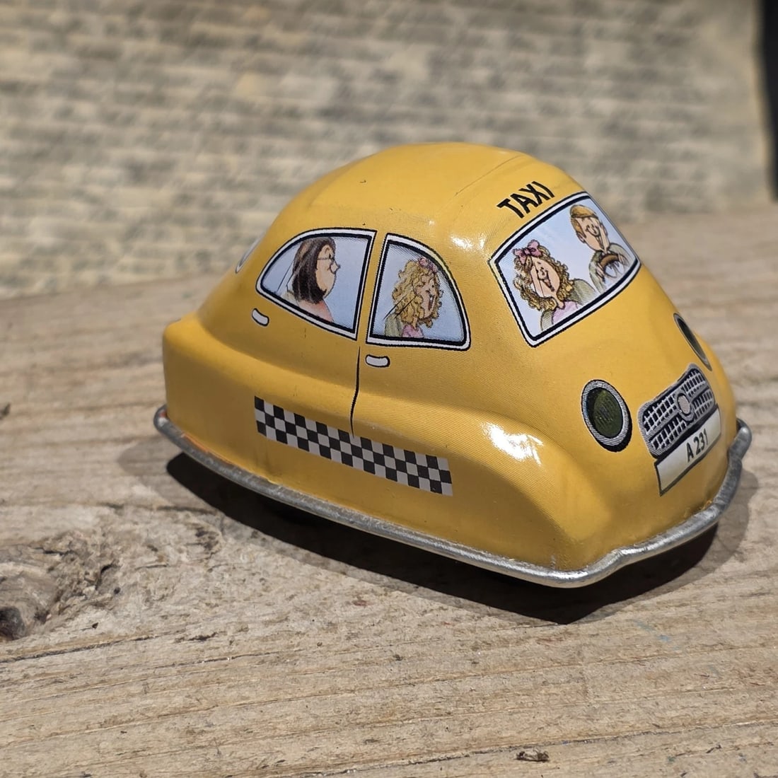 Tin Litho Taxi Toy Wind-Up Mechanical Cab Car - 7