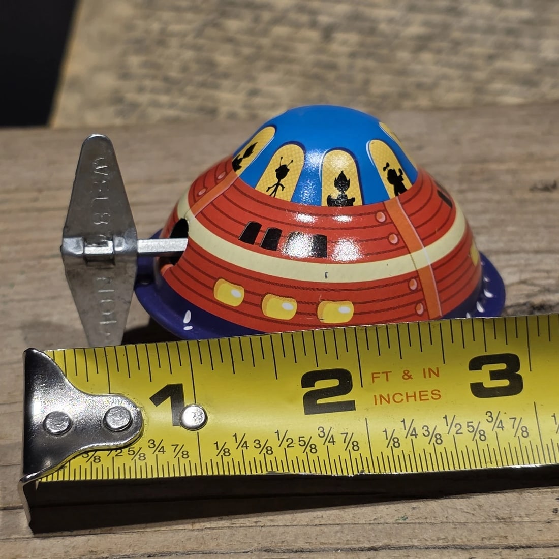 Litho Flying Saucer Toy Wind-Up UFO Spaceship Retro Space Age - 7