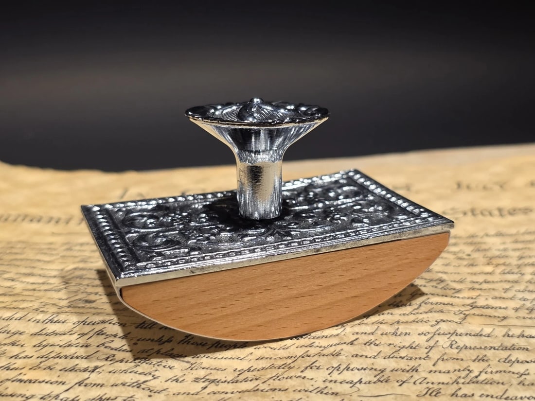 4" Antique Style Silver Metal & Wood ink Blotter - 4