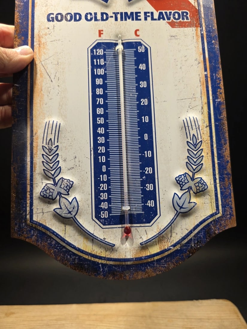 17.5 "Pabst Blue Ribbon Beer Thermometer Metal Advertising Sign - 3