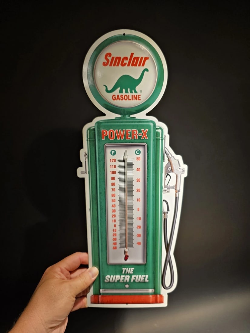 17 1/2 " Metal Sinclair Oil Advertising Thermometer Sign - 2