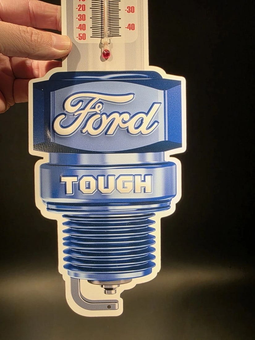 17 1/2 " Metal Vintage Style Ford Thermometer Sign - 2