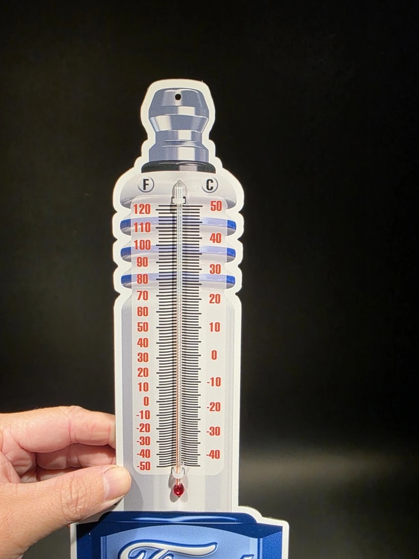 17 1/2 " Metal Vintage Style Ford Thermometer Sign - 4