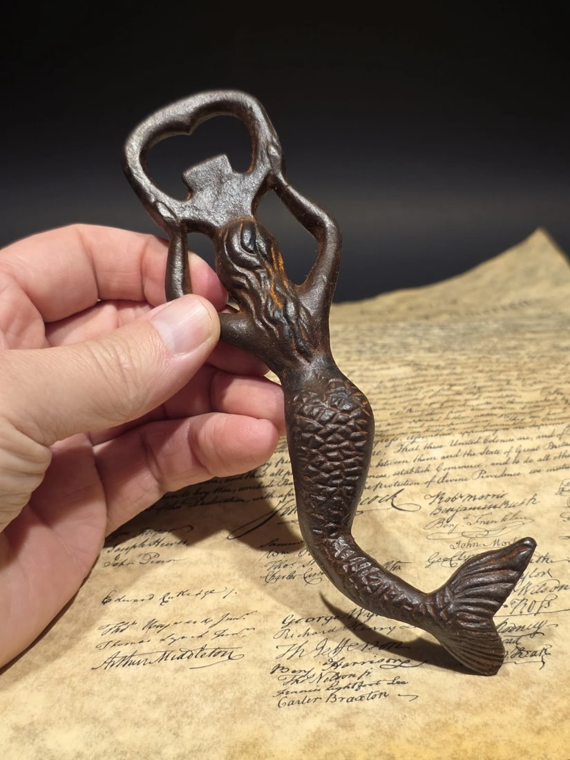 7" Cast iron Mermaid Bottle Opener Coastal Bar Tool - 3