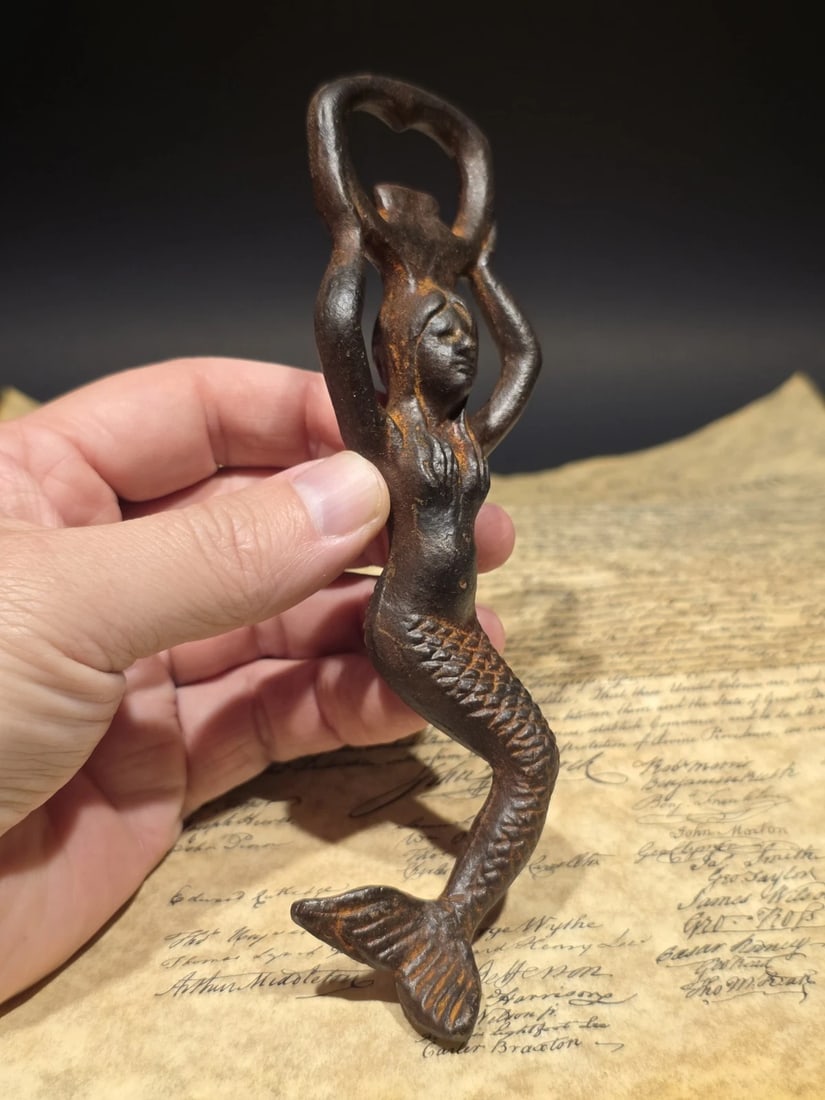7" Cast iron Mermaid Bottle Opener Coastal Bar Tool - 4