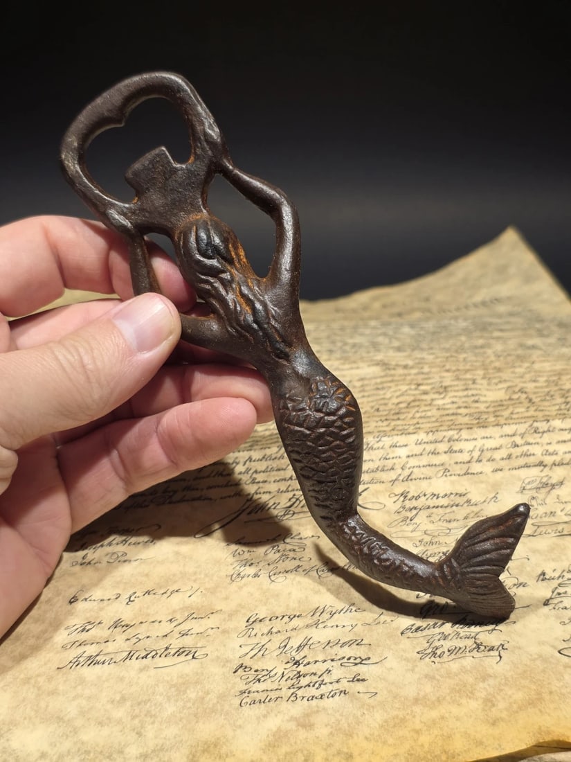 7" Cast iron Mermaid Bottle Opener Coastal Bar Tool - 6