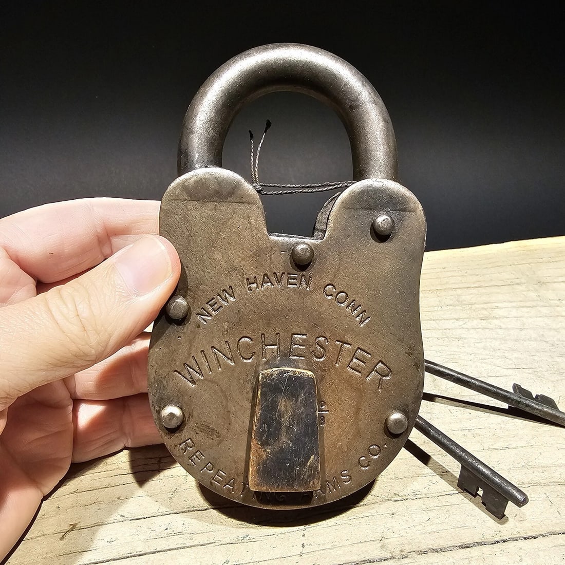 5" Cast iron Winchester Firearms Ammo Box Padlock Lock - 2