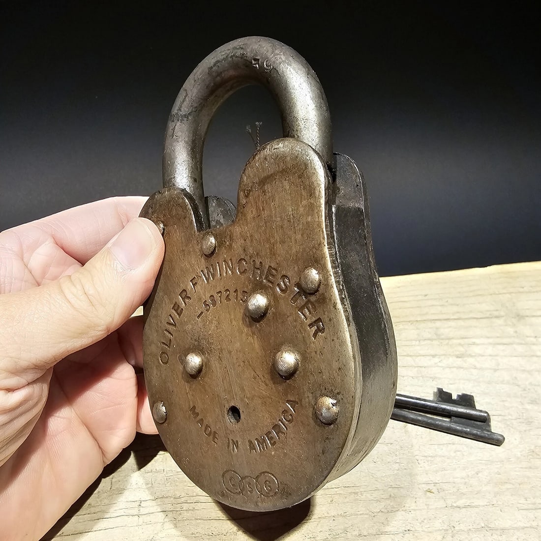 5" Cast iron Winchester Firearms Ammo Box Padlock Lock - 5