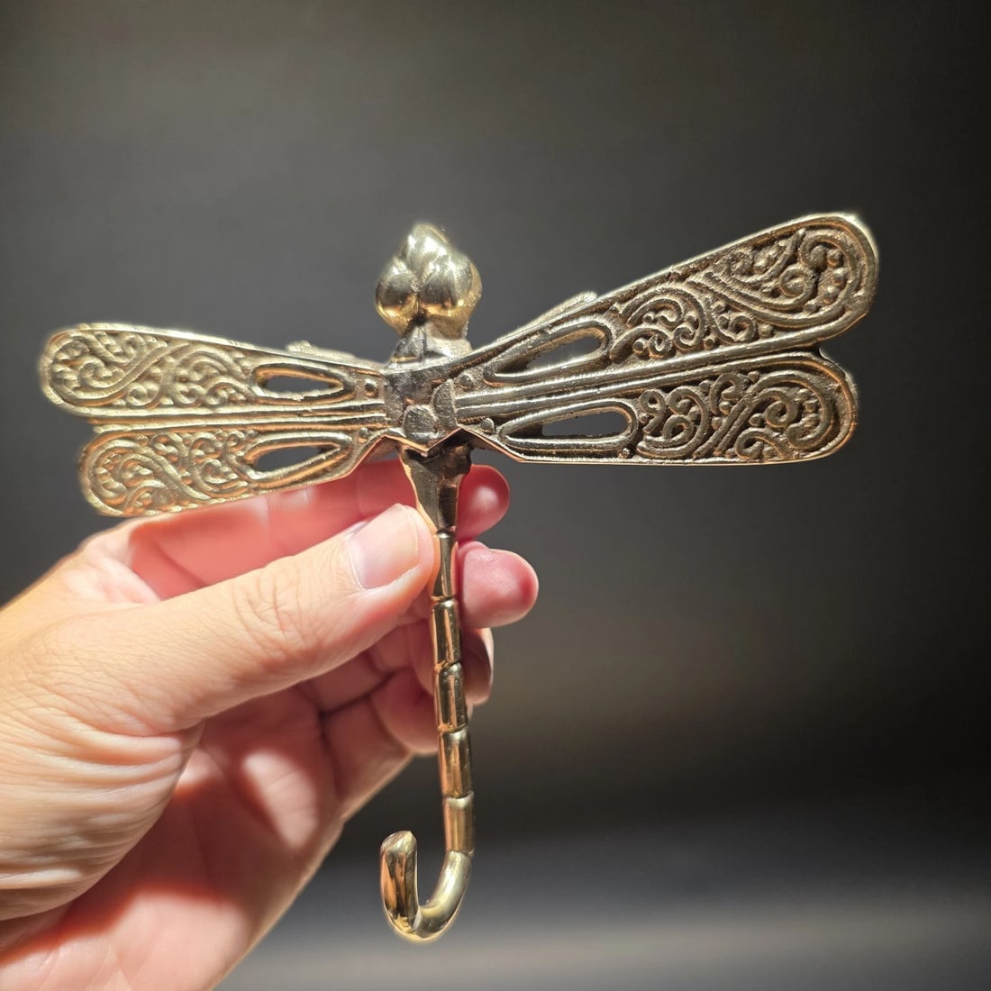 Brass Dragonfly Wall Hook Art Nouveau Style Coat Hook - 7