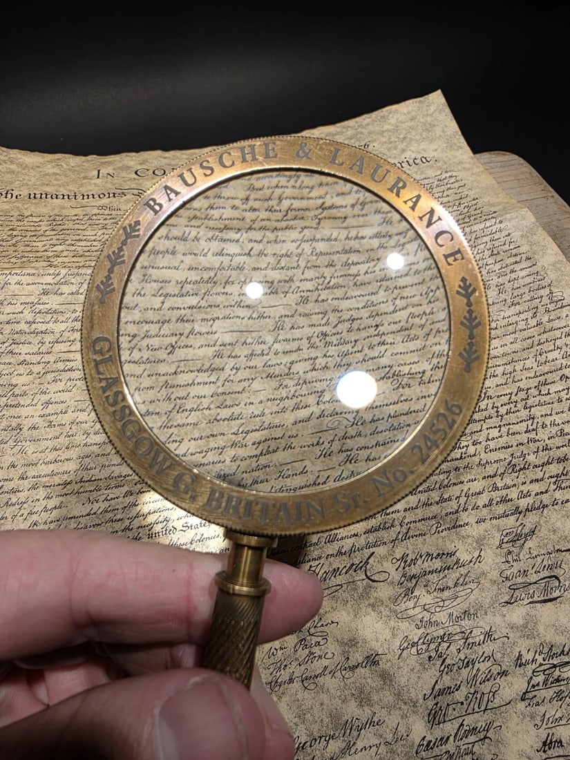 8 1/2" Classic Bausch & Laurance Brass Reading Magnifier - 2