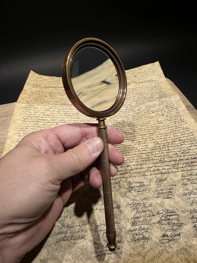 8 1/2" Classic Bausch & Laurance Brass Reading Magnifier - 7
