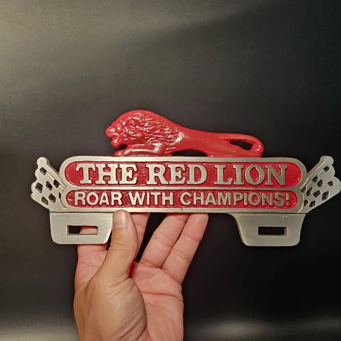 Aluminum Red Lion License Plate Fob Topper - 2