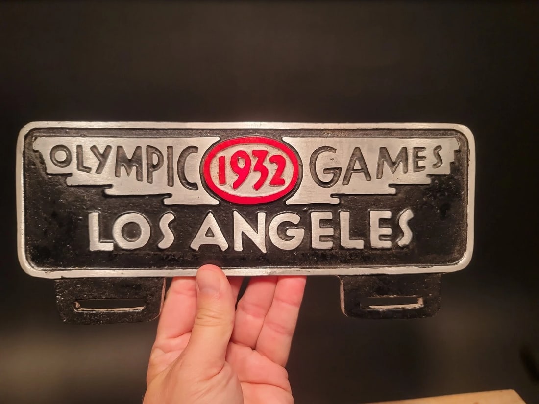 Aluminum Olympic Games 1932 License Plate Fob Topper - 7