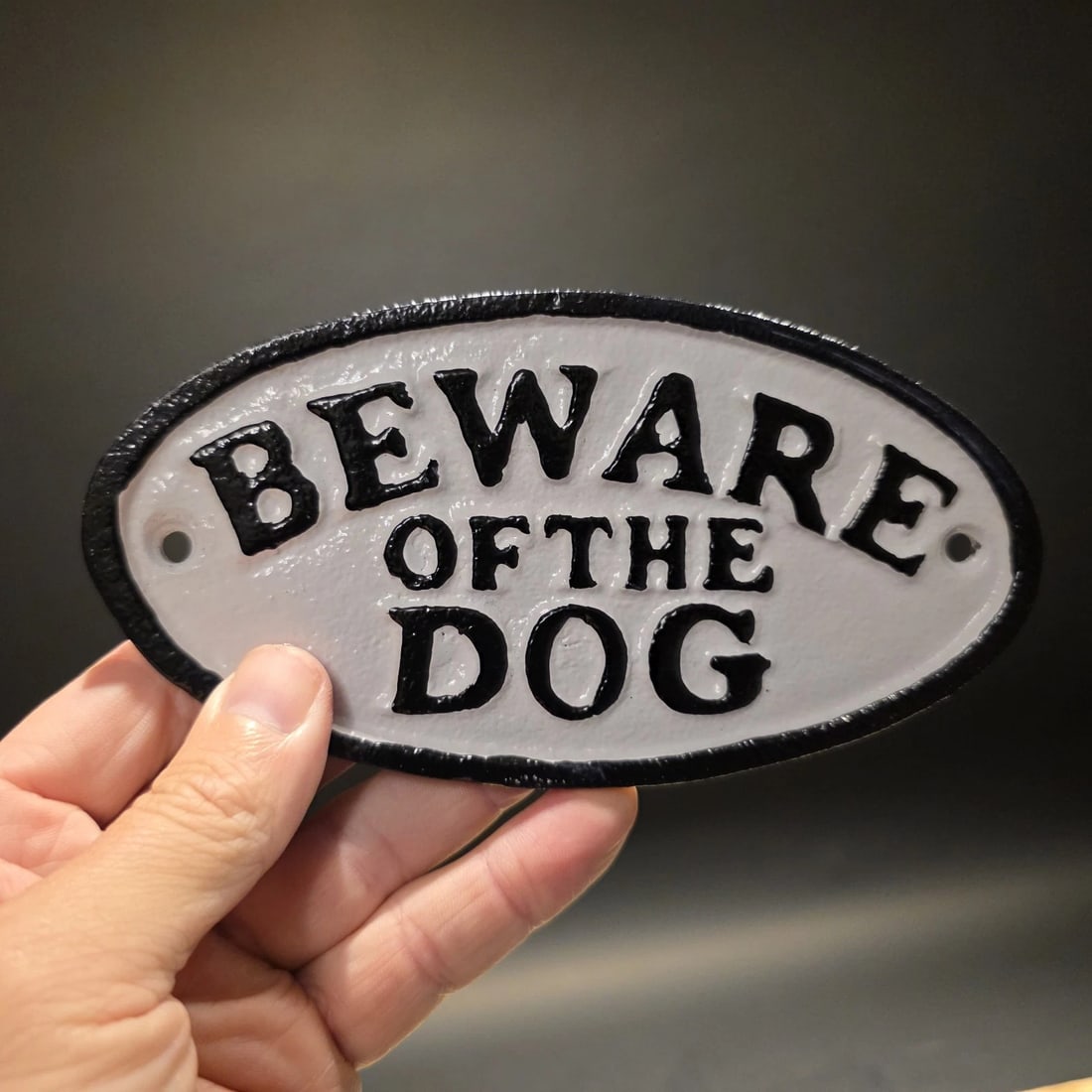 6 1/2" Cast iron Beware of the Dog Sign Plaque - 10