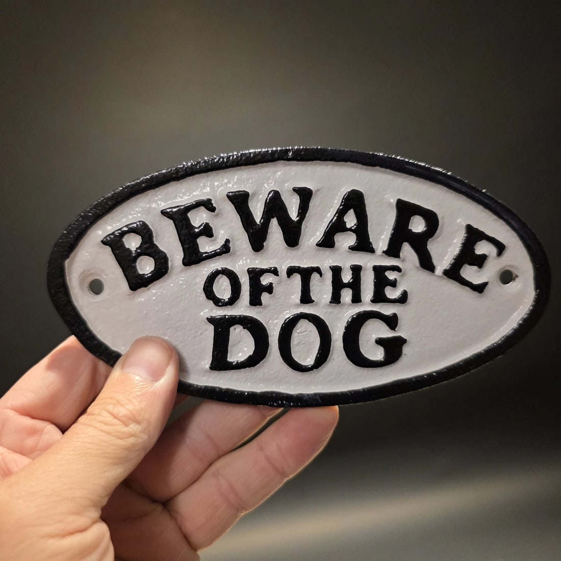 6 1/2" Cast iron Beware of the Dog Sign Plaque - 11