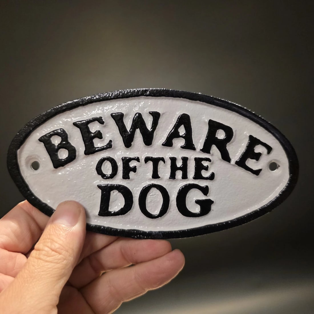 6 1/2" Cast iron Beware of the Dog Sign Plaque - 7