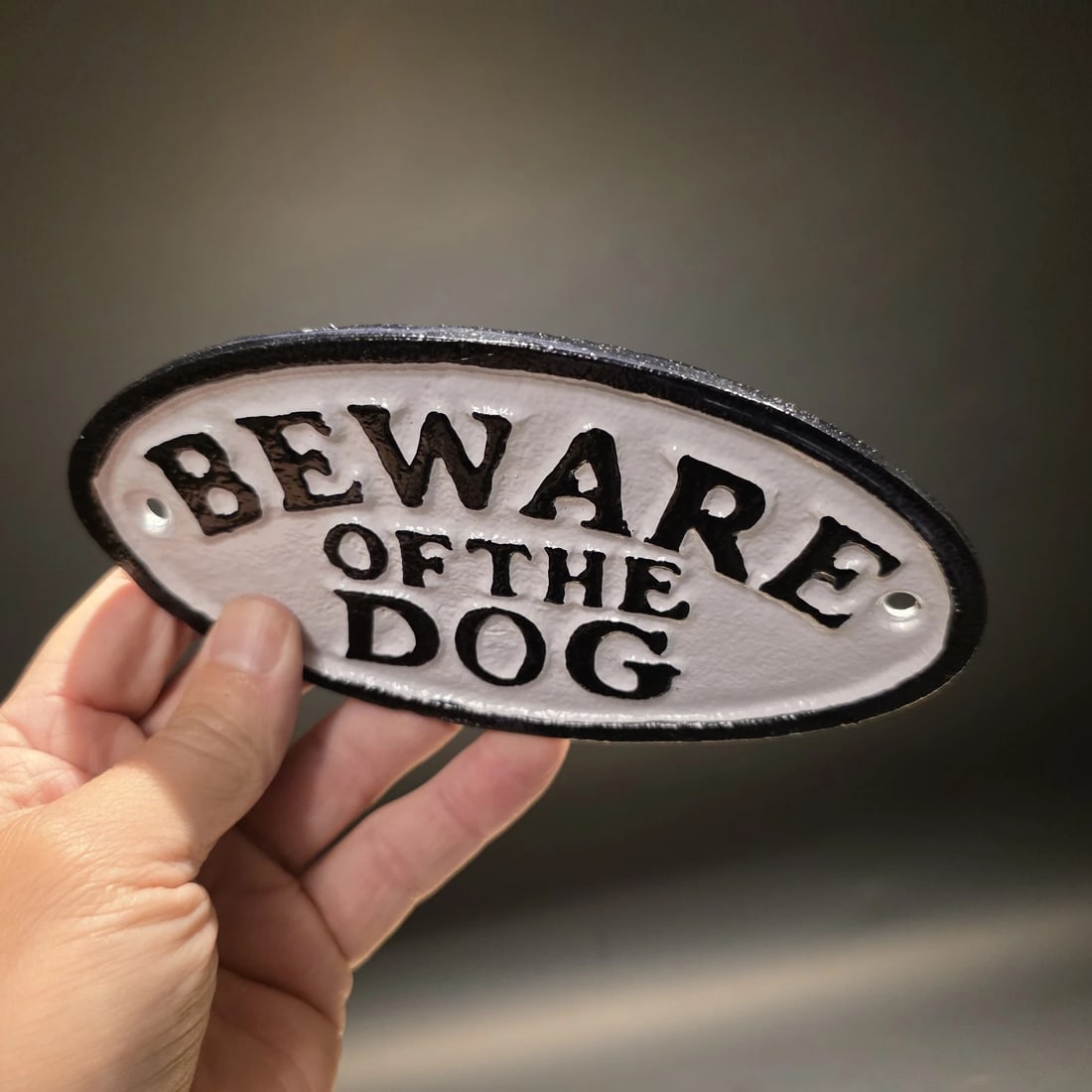 6 1/2" Cast iron Beware of the Dog Sign Plaque - 8
