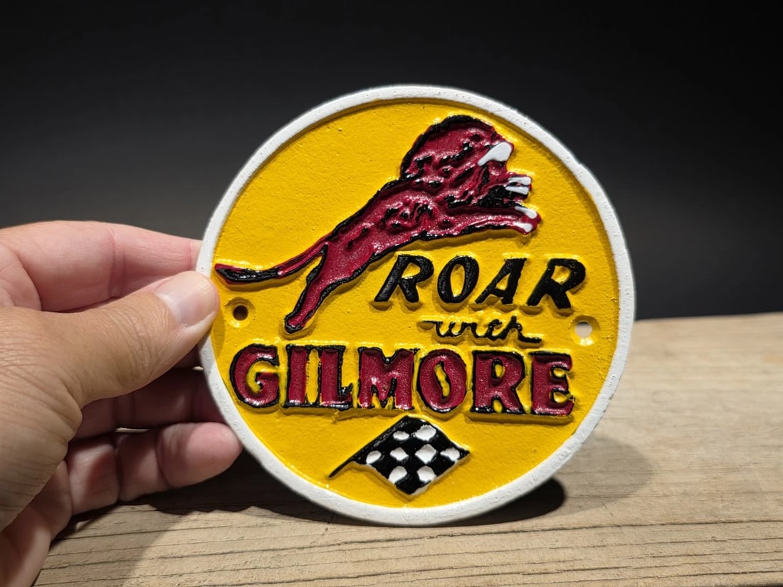4 1/2" Metal Gilmore Gasoline Oil Plaque Sign - 2