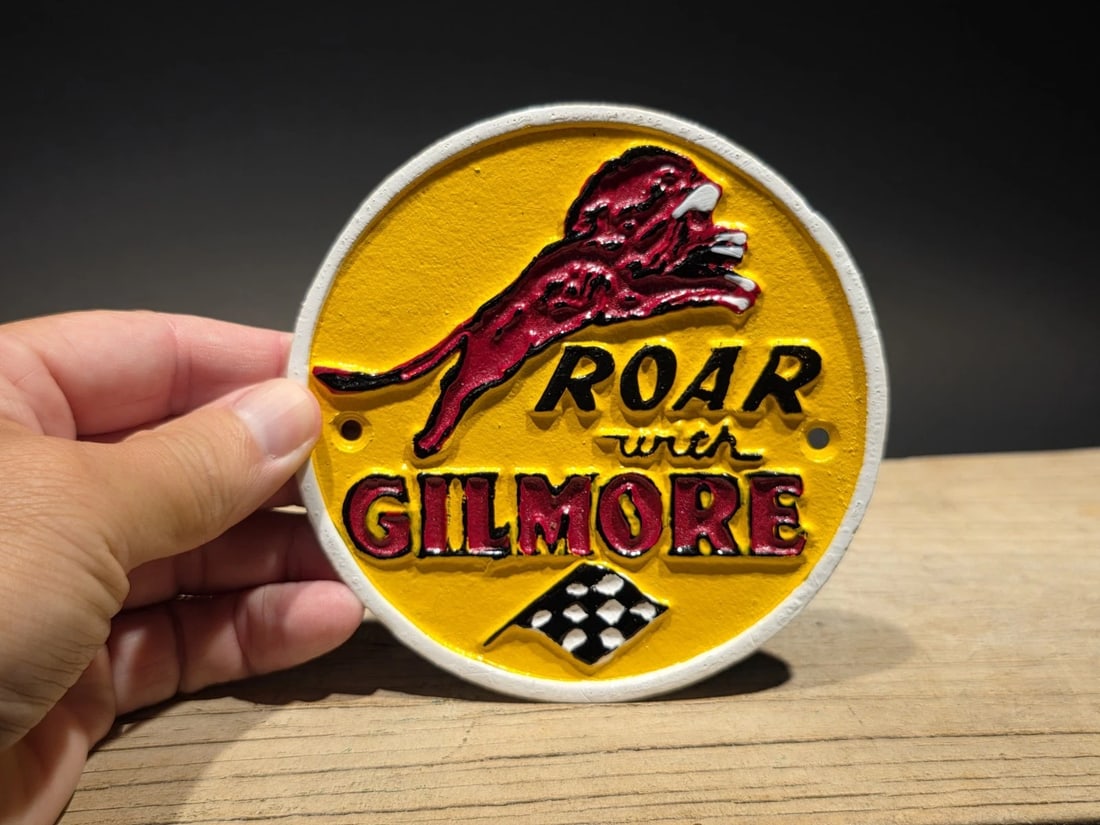 4 1/2" Metal Gilmore Gasoline Oil Plaque Sign - 3