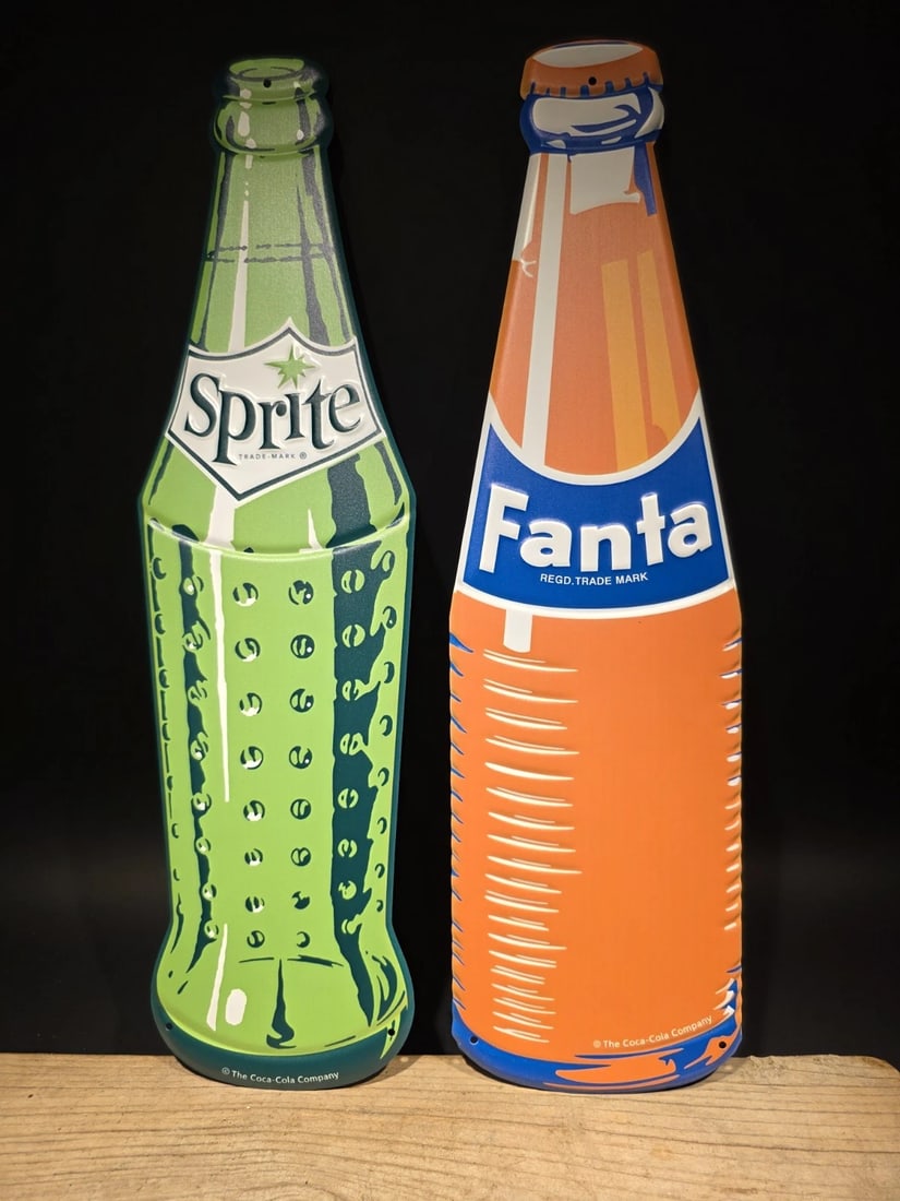 22" Vintage Style Metal Die Sprite & Fanta Bottle Signs Collection - 5