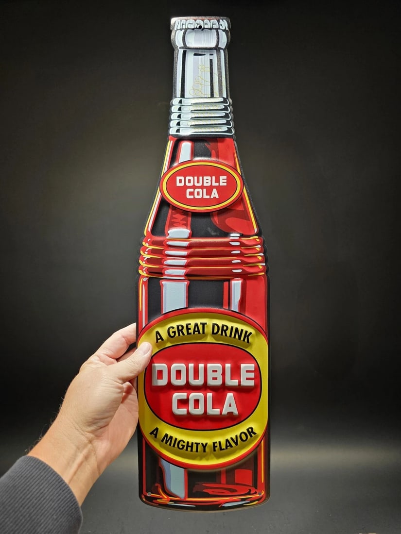 22" Vintage Style Metal Die Cut Double Cola Bottle Sign - 2