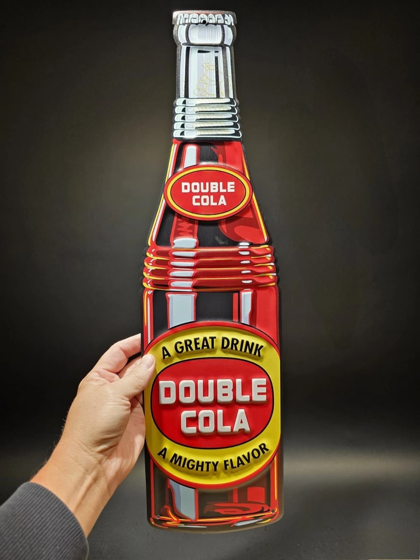 22" Vintage Style Metal Die Cut Double Cola Bottle Sign - 3