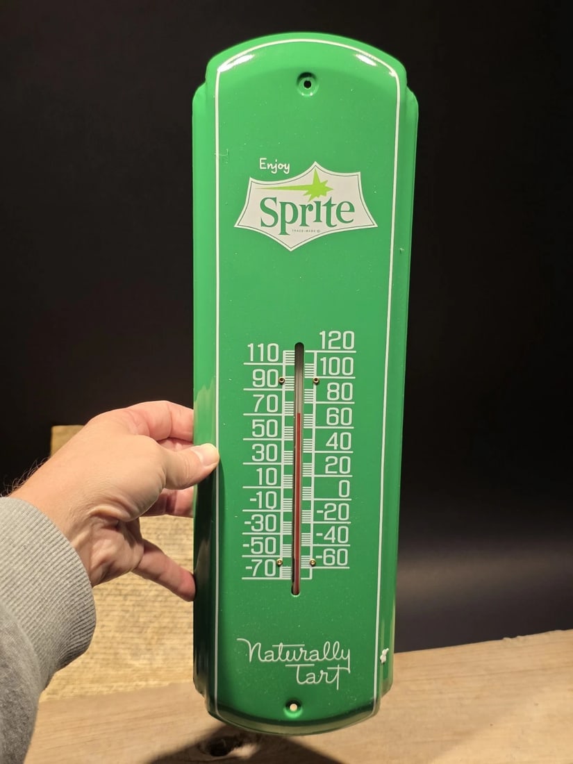 17 "Classic Vintage Style Sprite Soda Metal Thermometer Sign - 2