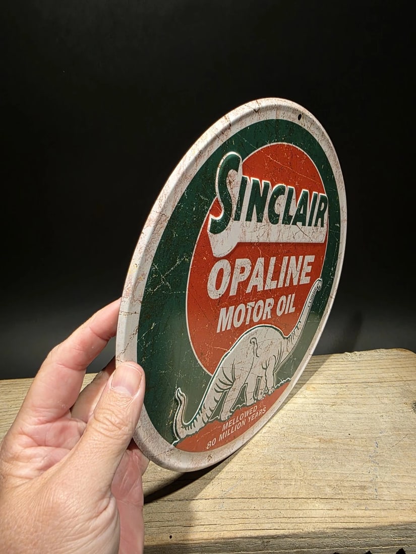 Round Metal Sinclair Sign Motor Oil Plaque - 2