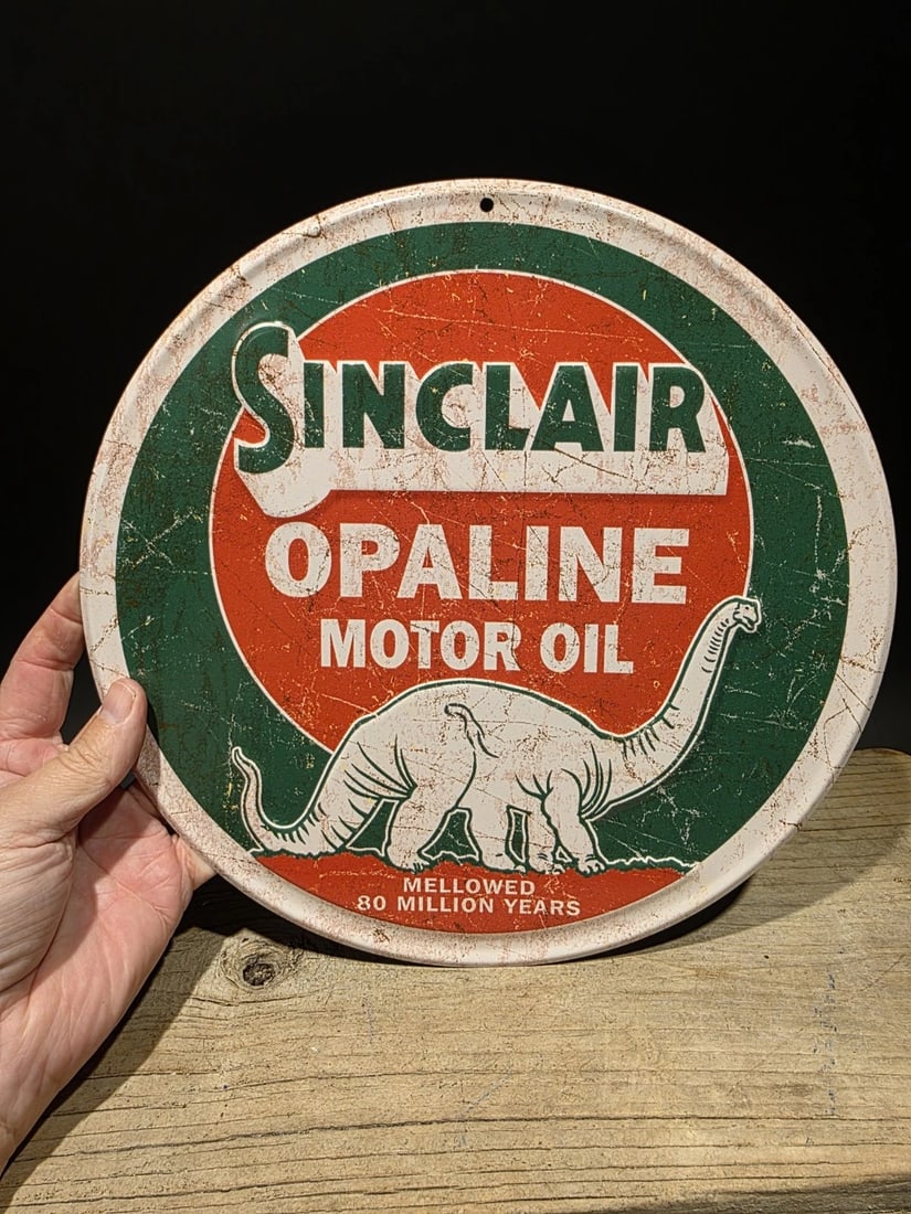 Round Metal Sinclair Sign Motor Oil Plaque - 3