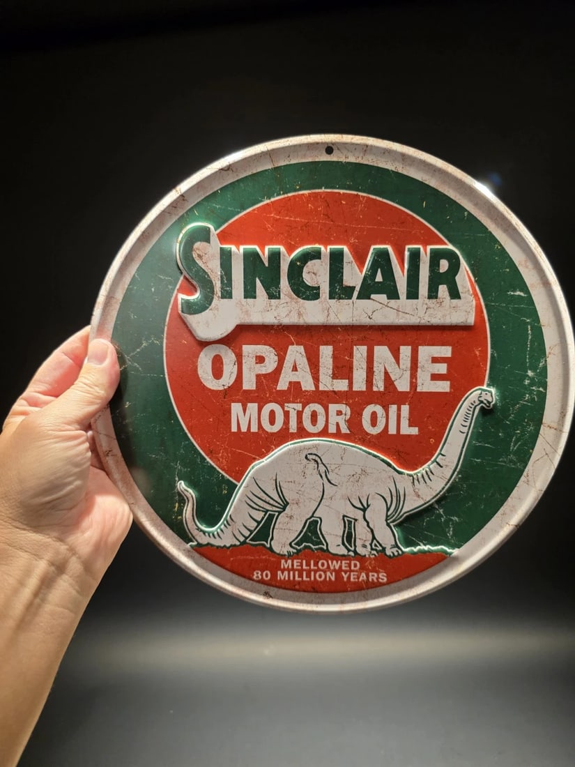 Round Metal Sinclair Sign Motor Oil Plaque - 4