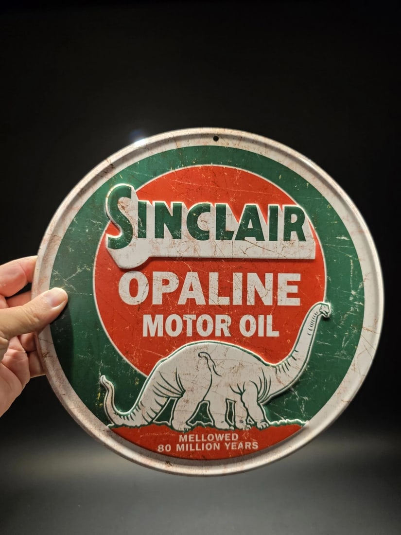 Round Metal Sinclair Sign Motor Oil Plaque - 7